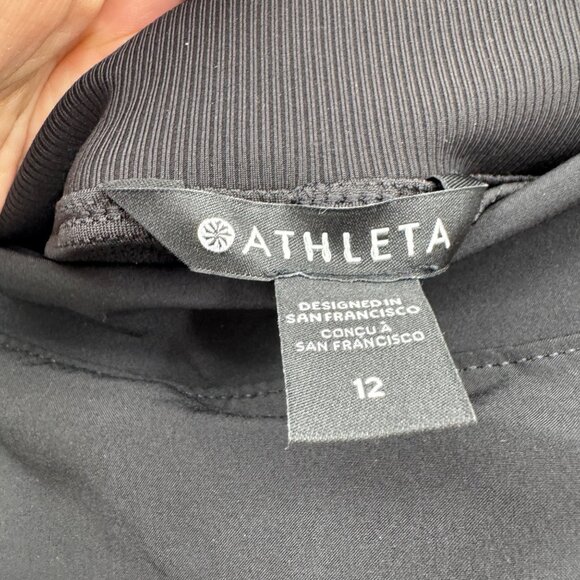 Athleta Skort Women’s size 12  Black Zip Pockets Elastic Waist Shorts Tennis Run - Picture 5 of 9